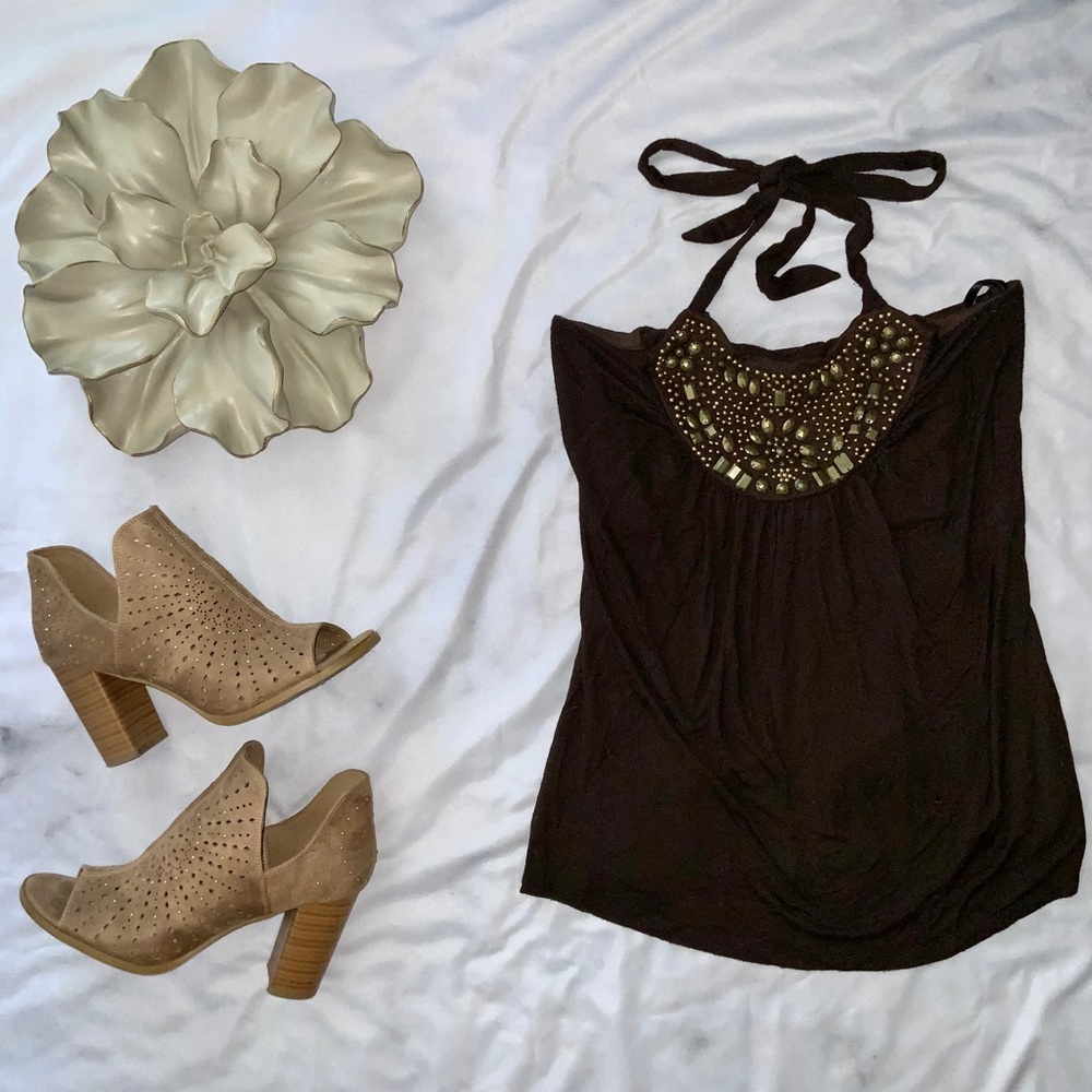 IZ Byer Beaded Halter Top